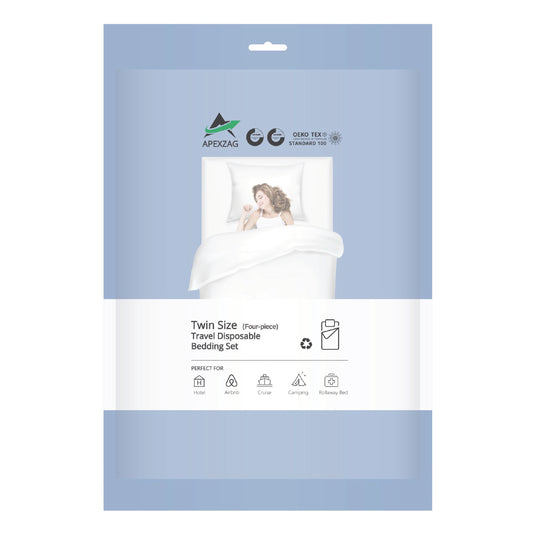ApexZag Twin Size Disposable Bed Sheet Set. Include Bed Sheet, Duvet Cover, and 2 Pillow Cases