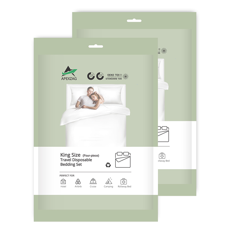 ApexZag Two King Size Disposable Bed Sheet Sets. Include Bed Sheet, Duvet Cover, and 2 Pillow Cases/Set